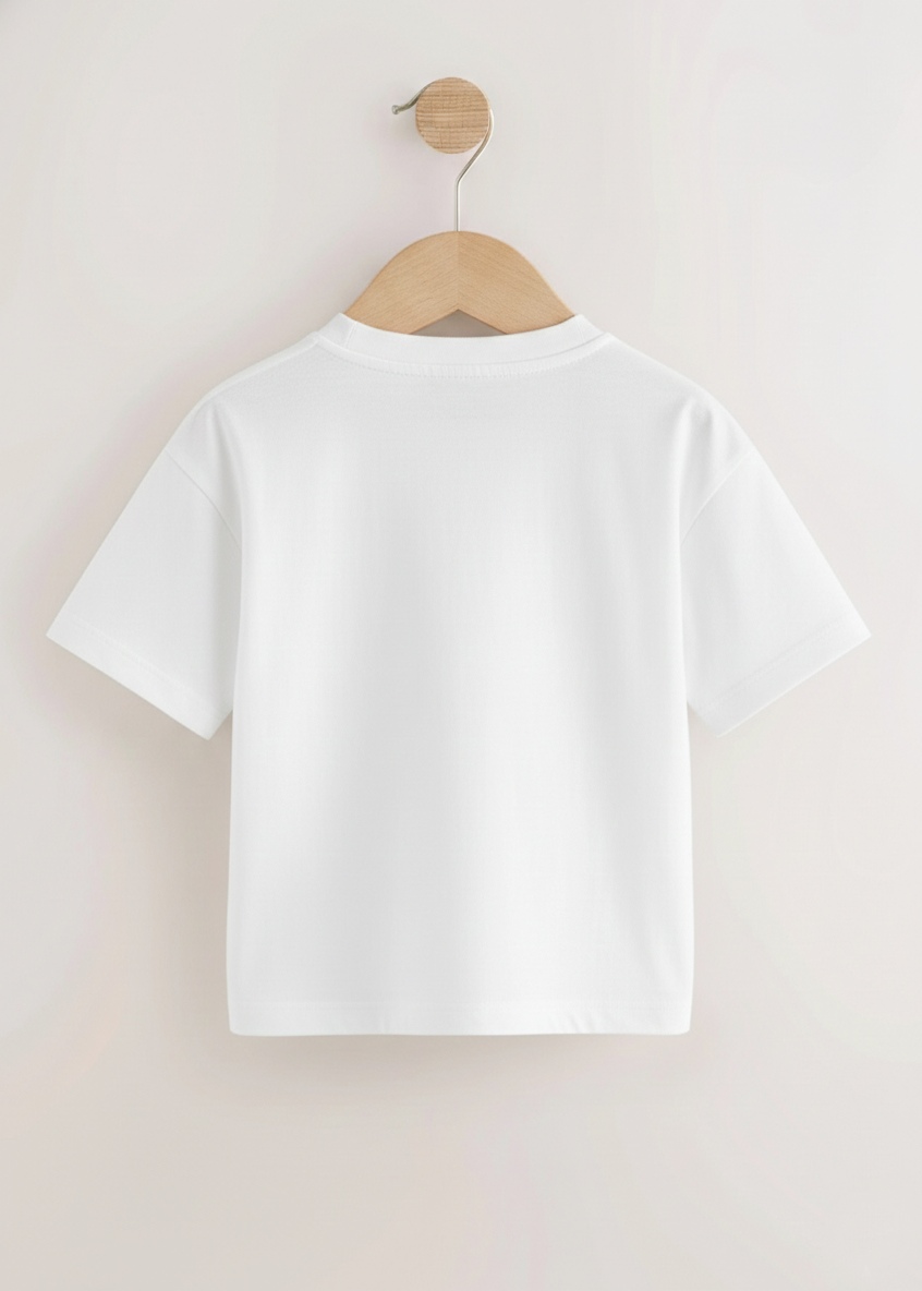 White kids t-shirt with colourful double boba bubble tea print